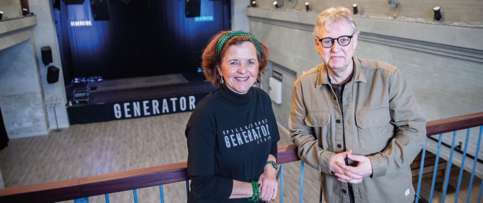 Jane Gammelgaard, medlem af Medspils bestyrelse, og Anton Bjerg, daglig leder af Generator.